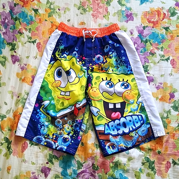 Nickelodeon Spongebob Squarepants Blue/yellow swim trunks. Kid's size L (10/12). - Picture 1 of 3
